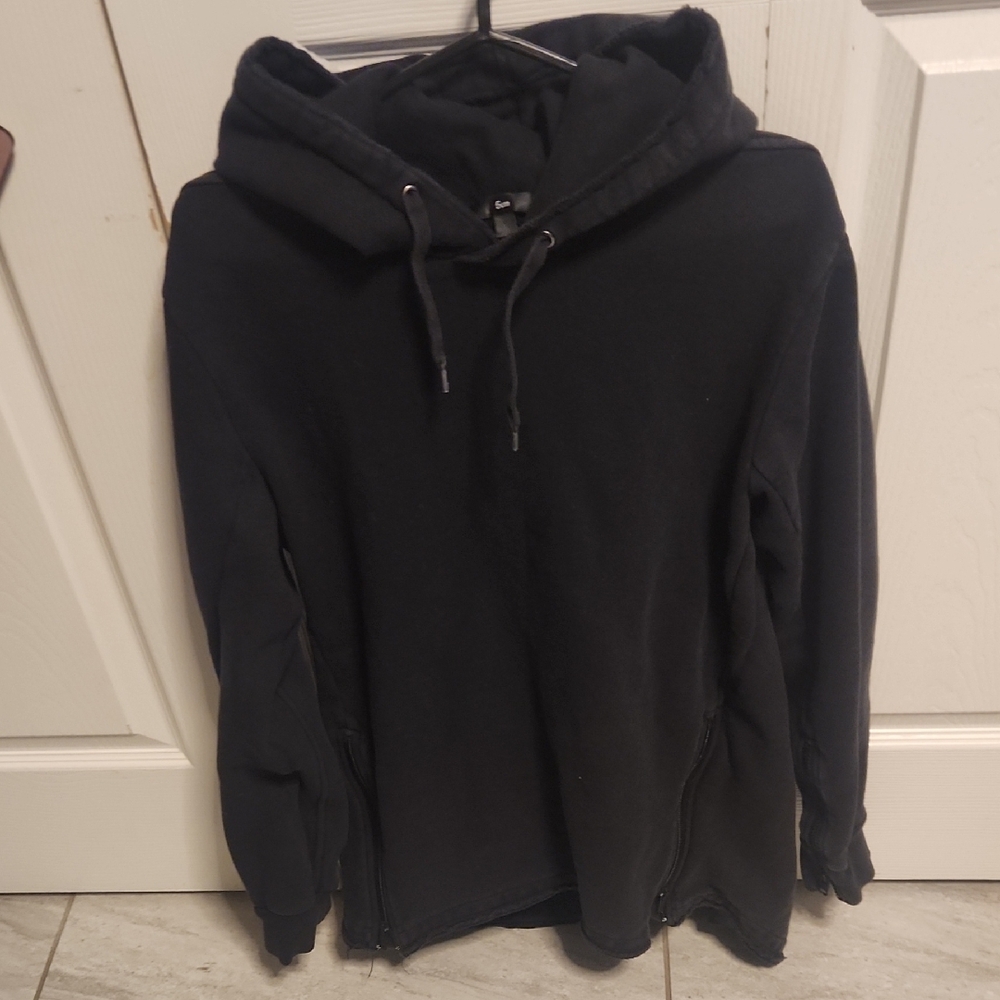 Black Hoodie with Zipper Details